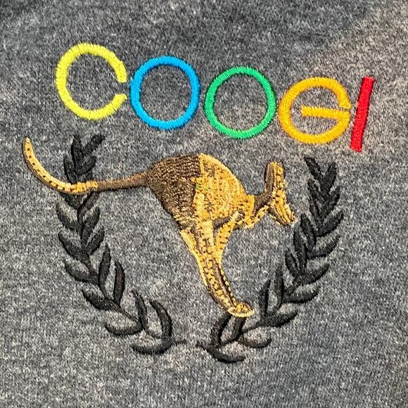 Coogi Y2K Hoodie Sweatshirt Mens XL Full Zip Gray Pockets Embroidered Flag - Picture 8 of 11